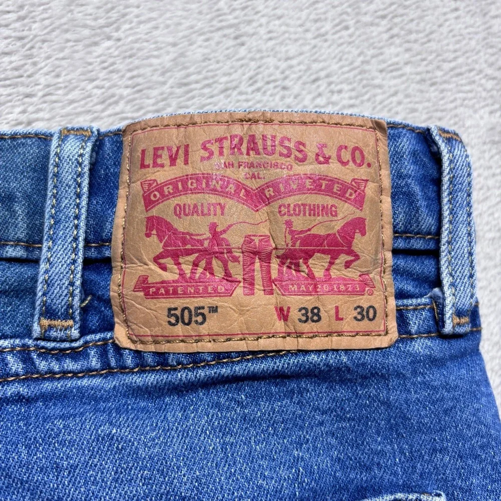 Levi's Jeans Mens 38x30 505 Regular Fit Blue Stretch EUC